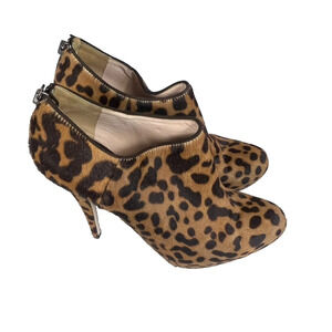 Miu Miu Booties Women's 9 Stiletto Heeled Leopard Pony Hair Leather Lined